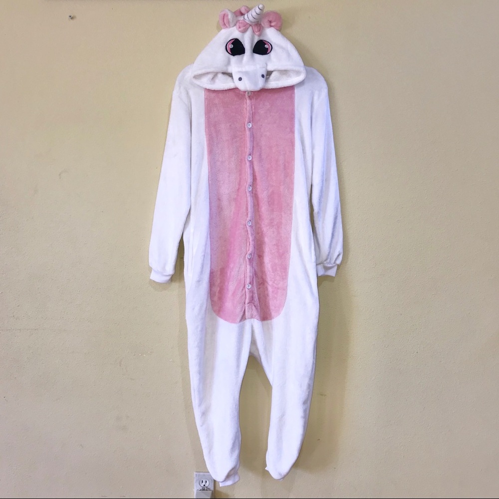 PINK WHITE UNICORN KIGURUMI FOOTIE PAJAMA ONESIE